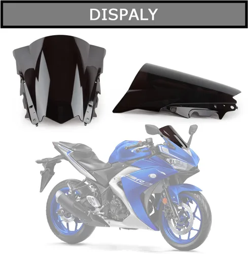 Vista 7 de PSLER Parabrisas Parabrisas Doble Burbuja para YZF R3 R25 2014-2018 2014 2015 2016 2017 2018 (Negro)