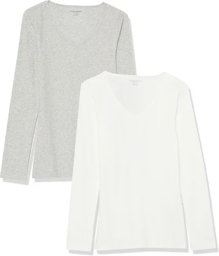 Vista 14 de Amazon Essentials - Camisas de manga larga de punto con cuello en V de canalé para mujer, de ajuste delgado para superposición