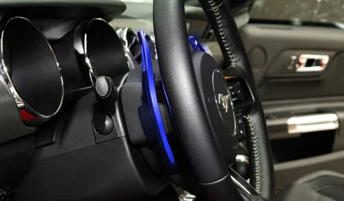 Vista 5 de iJDMTOY Extensiones de paleta grandes de aluminio deportivas compatibles con Ford Mustang 2015-2023 Azul