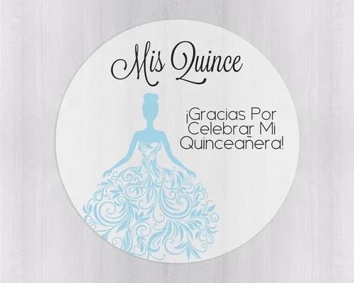Vista 5 de Calcomanías de quinceañera de 40 quilates, membrillo Mis, español o inglés para cumpleaños número 15 (027-E-BK-C) (inglés - negro - transparente)
