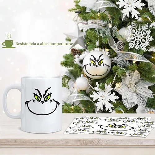 Vista 6 de 26 piezas de calcomanías de decoraciones navideñas, calcomanías de ojos y caras para adornos, calcomanías de vinilo impermeables para el hogar