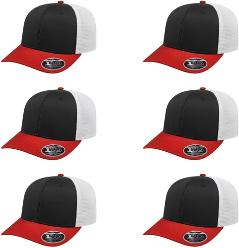 Vista 116 de Cap America i8502 Flexfit 110 Premium - Gorra de camionero de perfil medio con 6 paneles de malla trasera con protección UV y cierre ajustable