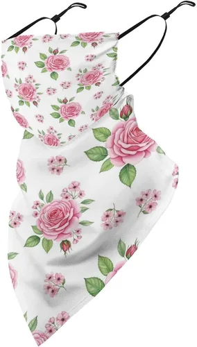 Vista 15 de Bufanda triangular reutilizable para la cara, bufanda con lazo para las orejas, bandana con protección solar UV