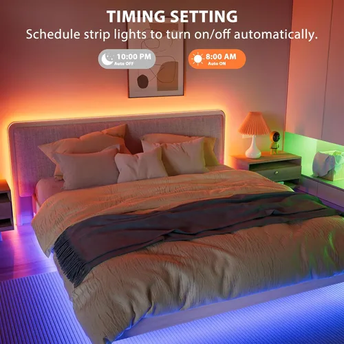 Vista 4 de MIWISE Regulador de intensidad para tira de luz LED RGB COB, con aplicación, sincronización de música y control remoto IR para actualizar la tira