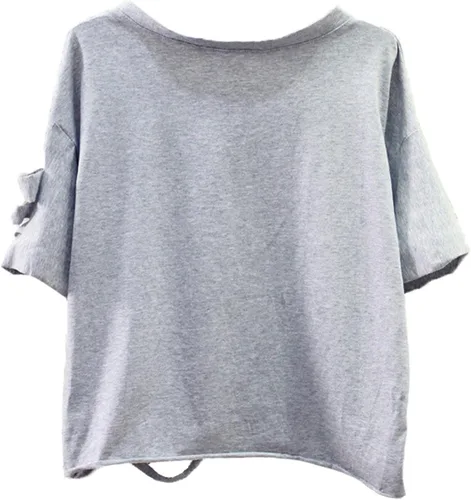 Vista 2 de SweatyRocks - Camiseta de manga corta para mujer con impresión gráfica recortada