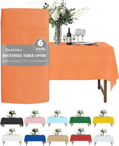 Vista 27 de Black Disposable Paper Tablecloth for Rectangle Tables 4 Pack, 54×108 Inch Waterproof 2 Ply Paper with Plastic Backing, Party Table Cover for