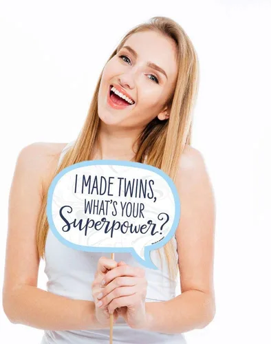 Vista 2 de Big Dot of Happiness Funny It's Twin Boys - Kit de cabina de fotos para baby shower, color azul, 10 piezas