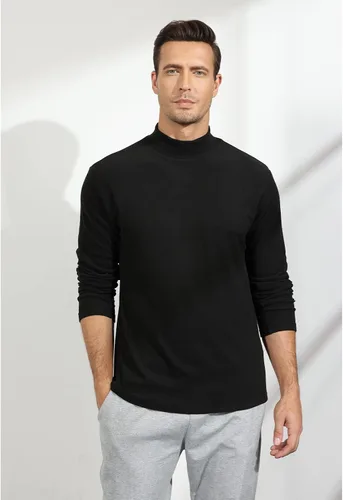 Vista 5 de Rela Bota Suéter de manga larga con cuello alto para hombre, diseño básico, elástico, ajustado