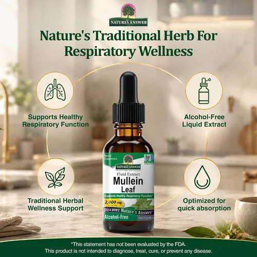 Vista 12 de Nature's Answer Suplemento de hierbas de hoja de gordolobo, 1 oz, sin OMG, sin gluten