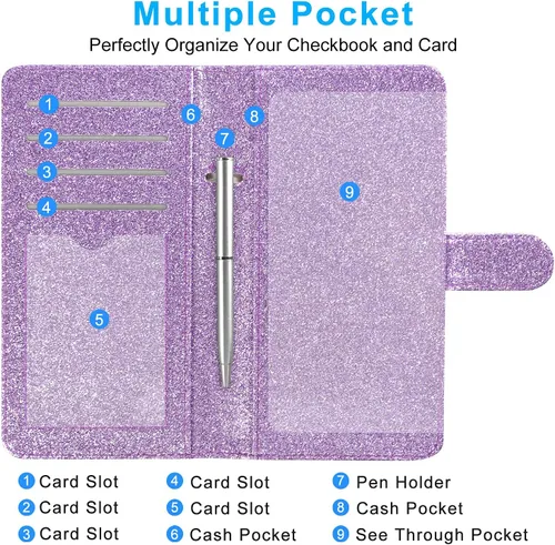 Vista 4 de ACdream Funda para chequera, cartera de cuero con bloqueo RFID