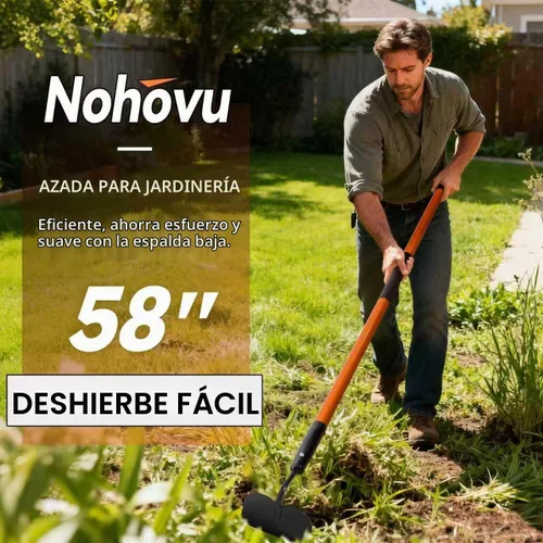 Vista 6 de Nohovu Herramienta de azada de jardín, herramienta de jardín de azada de 58 pulgadas con mango largo de fibra de vidrio, azada de jardín resistente