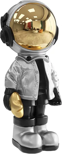 Vista 13 de Estatuas de astronauta Dosker, escultura de hombre espacial de poliresina, regalos de arte en azul claro, adorno de figura para decoración