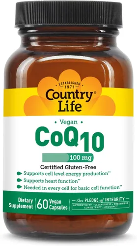 Vista 8 de Country Life Simply CoQ10 100mg - Suplemento de apoyo para la función cardíaca y la energía celular, coenzima pura Q10 para la salud antioxidante