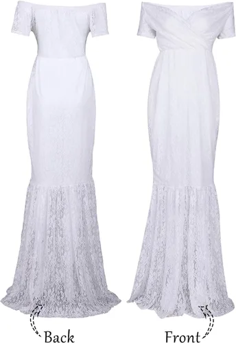 Vista 5 de Maxi vestido para embarazadas, de la marca JustVH, con encaje