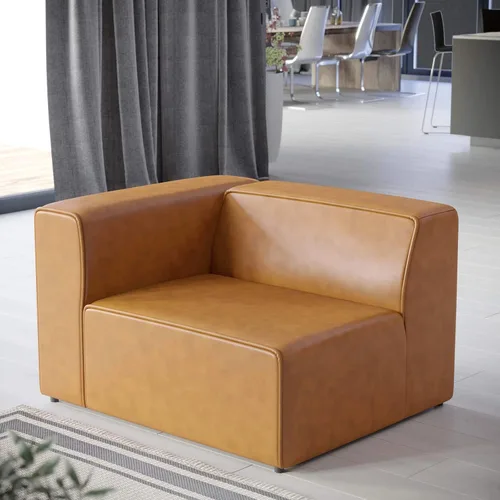 Vista 9 de Modway Mingle Sofá seccional de cuero vegano Silla con brazo izquierdo en gris