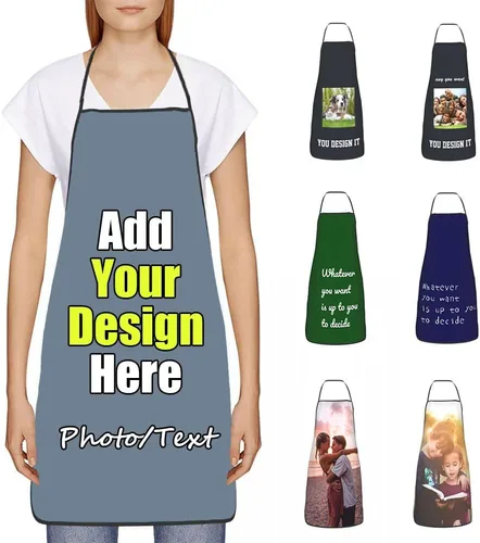 Vista 15 de Delantal Personalizado, Diseña Tu Propio Delantal de Cocina para Cocinar, Sube Tus Fotos Favoritas Logo, Añade Cualquier Nombre o Texto