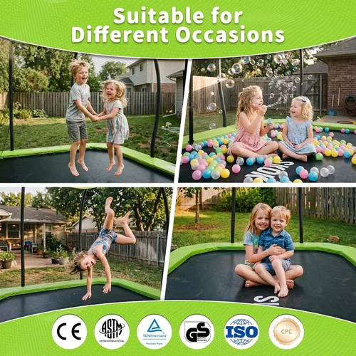 Vista 3 de SKOK Trampolín rectangular para exteriores de 14 pies con red y escalera para niños