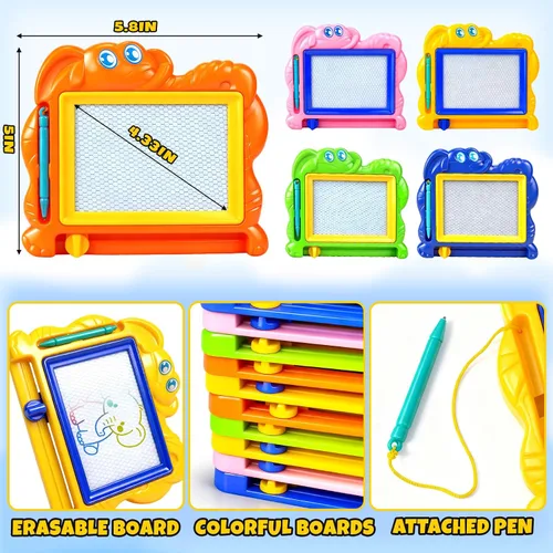 Vista 2 de Hymaz Paquete de 15 tableros de dibujo magnéticos para niños, colorida tableta de dibujo borrable para niños pequeños de 1 a 3 años, almohadilla
