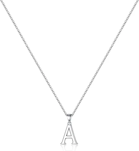 Vista 17 de Turandoss S925 Sterling Silver Initial Necklaces for Women, Dainty Hypoallergenic Letter Initial Pendant S925 Sterling Silver initial Necklace for