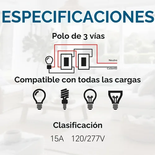 Vista 7 de ThunderWay - Interruptor de luz para decoración de 3 vías con placas de pared, 15 A 120/277 V, interruptores basculantes de pared Decora de tres