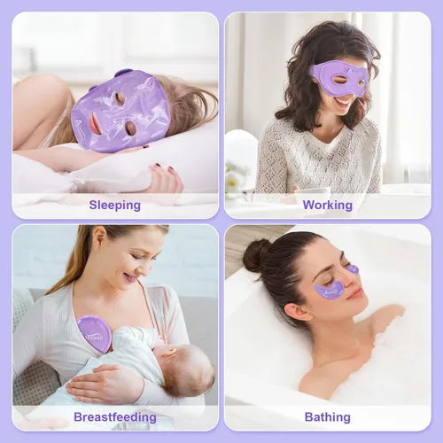 Vista 6 de Atsuwell - Juego de mascarillas faciales de hielo refrescante Gel Eye Mask for Puffy Eyes and Migraine Relief, Reusable 6 Gel Cold Packs for