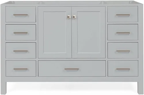 Vista 75 de ARIEL Cambridge Mueble base de tocador de baño de 36 pulgadas, madera maciza, 2 puertas de cierre suave, 5 cajones de cola de milano, roble marrón