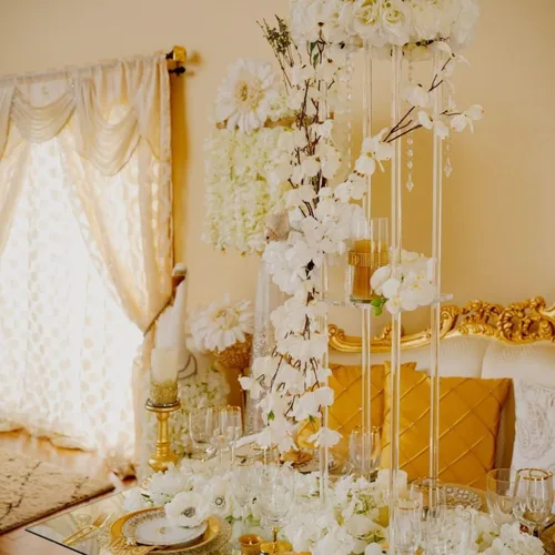 Vista 2 de 10 jarrones acrílicos transparentes para centros de mesa de boda, soporte de flores de 15.75 pulgadas de alto, jarrones de mesa de compromiso
