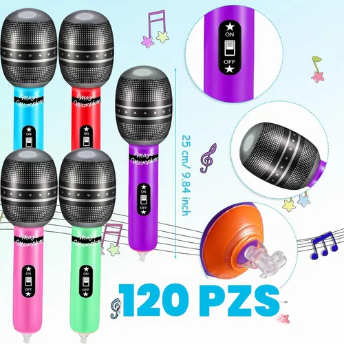 Vista 2 de Zhanmai 60 micrófonos inflables, 9.8 pulgadas, colores, accesorios
