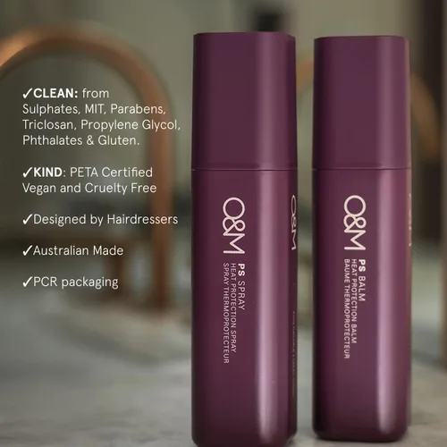 Vista 4 de O&M Spray protector de calor PS para el cabello, productos para el cabello rizado, hidrata y fortalece, laca para el cabello con protección UV