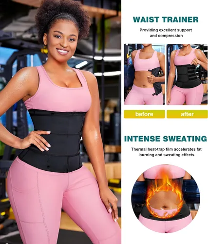 Vista 5 de SUNACGO Entrenador de cintura de sudor para mujer, corsé reductor de cintura, faja deportiva, faja moldeadora de cuerpo, cinturones de vientre