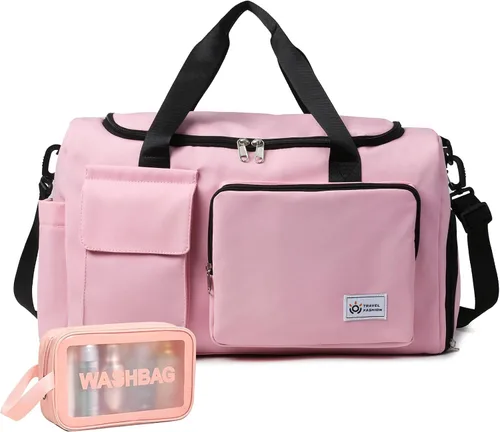 Vista 41 de Bolsa de Gimnasio Pequeña para Mujer, Bolsa de Lona de Viaje, Bolsa de Fin de Semana con Compartimento para Zapatos
