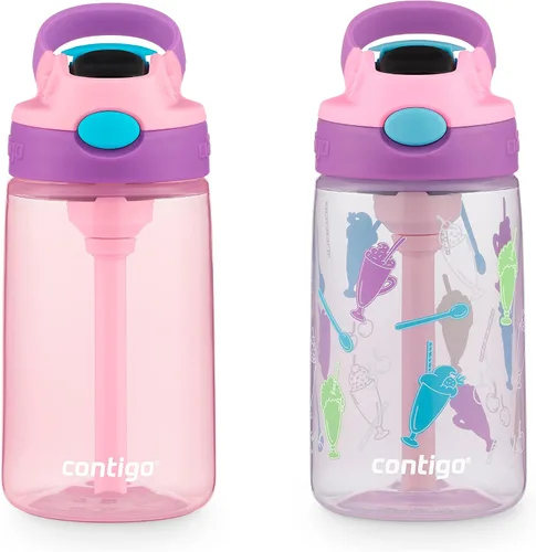 Vista 19 de Contigo Aubrey - Botella de agua para niños, paquete de 2, 20 onzas, azalea/jade y frambuesa azul. Azalea, tapa a prueba de derrames, apta