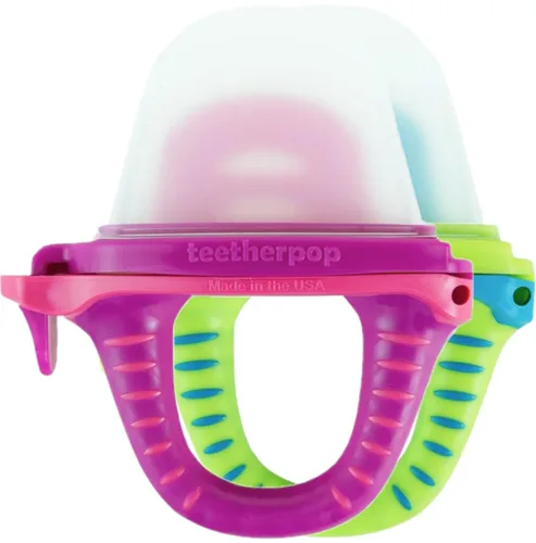 Vista 17 de Teetherpop Mordedor de silicona rellenable para bebés – Moldes de paletas de leche materna para la dentición con ranuras antiderrame – Mordedores