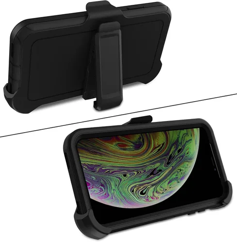 Vista 4 de Funda para iPhone Xs Max, [Resistente] 4 en 1, resistente a prueba de cortocircuitos, con función atril y protector de pantalla para Apple iPhone Xs