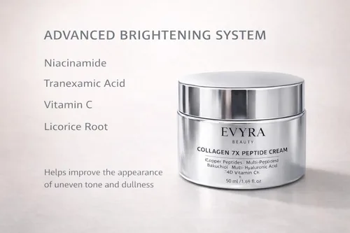 Vista 3 de EVYRA Collagen 7X Crema peptídica – Niacinamida y ácido tranexámico hidratante facial con baquuchiol, péptidos de cobre, ceramida y ácido