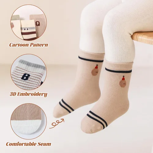 Vista 6 de Calcetines suaves y cómodos a media pantorrilla para bebés y niños pequeños, paquete de 5, unisex, perfectos para edades de 0 a 5 años