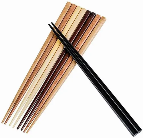Vista 2 de Juego de palillos chinos de madera de bambú para regalo, diseño multicolor, 9 pulgadas