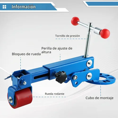 Vista 4 de Herramienta de reformado de guardabarros con rodillo, herramienta de uso pesado para arco de rueda, herramienta extensible para dilatar y reformar