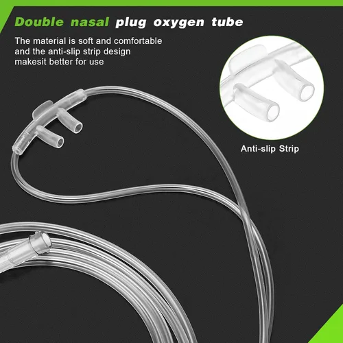 Vista 3 de Kit de cánula de oxígeno nasal suave para adultos (paquete de 10) - Tubo nasal de 7 pies para oxígeno, incluye 5 tubos de oxígeno de cánula nasal