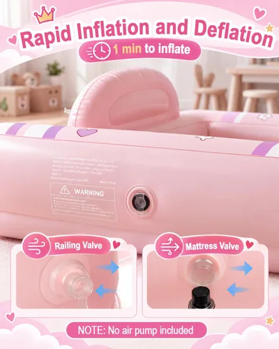 Vista 8 de Pafolo Cama inflable para niños, cama de viaje para niños con rieles