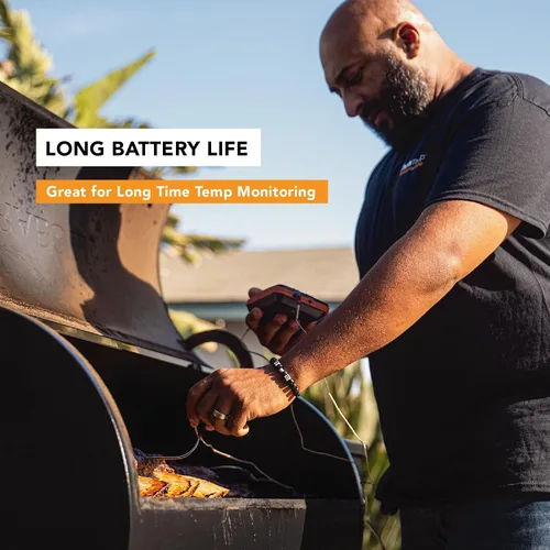 Vista 6 de Quad XPro - Termómetro inalámbrico para carne, alarma de barbacoa de largo alcance de 1000 pies, pantalla profesional de temperatura mínima/máxima
