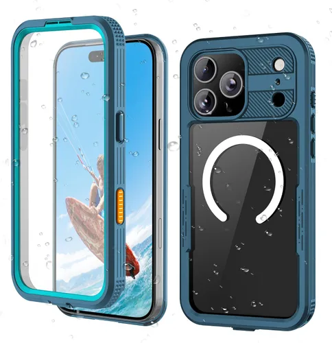 Vista 11 de Funda protectora de cuerpo completo compatible con iPhone 15 de 6.1 pulgadas, magnética, impermeable, a prueba de caídas, nieve, arañazos