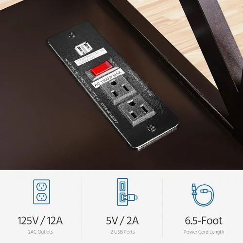 Vista 6 de Yaheetech Mesa consola con toma de corriente, mesa de sofá estrecha de 3 niveles con estantes de almacenamiento, mesa auxiliar de entrada de madera