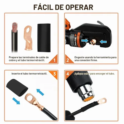 Vista 8 de 6 piezas 1/0 AWG - 1/2" (M12) Sanuke Terminales de anillo para cable de alambre con conectores de extremos resistentes para cable de batería, ojales