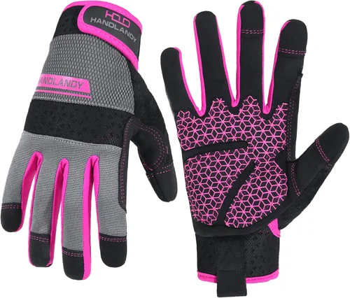 Vista 12 de HANDLANDY HLDD Work Gloves Women, Safety Work Gloves Touchscreen Working Glove for Mechanic, Gardening, Construction, DIY