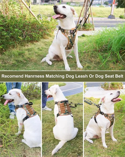 Vista 5 de Hotsky Arnés táctico para perro, chaleco ajustable para perro, arnés reflectante militar para mascotas, con asa de control, paneles Molle Loop