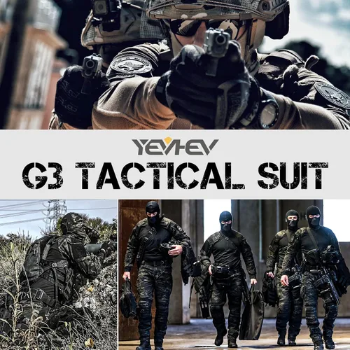 Vista 7 de YEVHEV G3 - Conjunto de ropa militar de camuflaje táctico uniforme de caza equipo de paintball con rodilleras para hombres