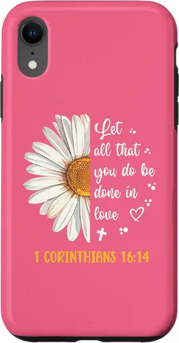Vista 25 de Linda Daisy 1 Corinthians 16:14 Love Bible Verse for Women Case for iPhone 17