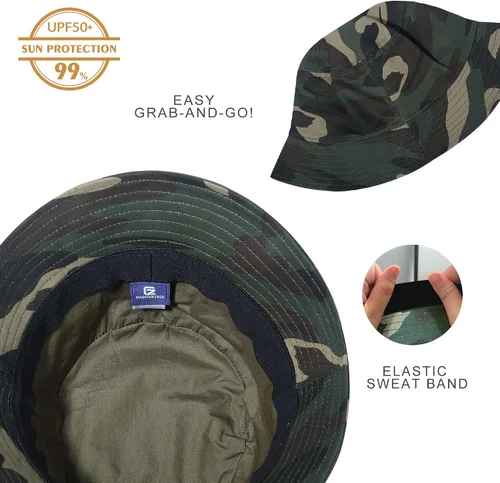 Vista 16 de GADIEMKENSD Sombrero de pescador 100% algodón, unisex, protección solar UPF 50, ligero, plegable