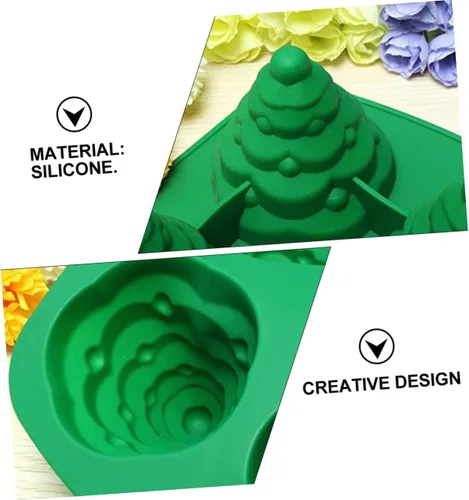 Vista 4 de Molde de cubo de hielo para pastel de árbol de Navidad, moldes de chocolate para hornear árbol de Navidad, molde de postre de silicona, moldes